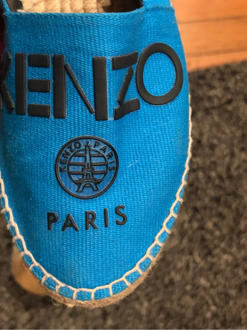 Kenzo Kids Bright Blue Canvas Slip-On Espadrilles size 38